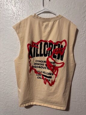 KILL CREW RELAXED FIT LUX CONQUER INNER DEMONS T-SHIRT - CREAM / RED